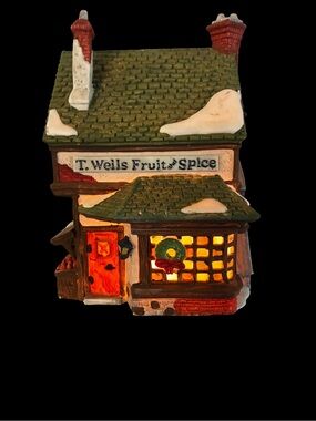 Dept 56 Dickens Village T. Wells Fruit & Spice Shop w/ Box